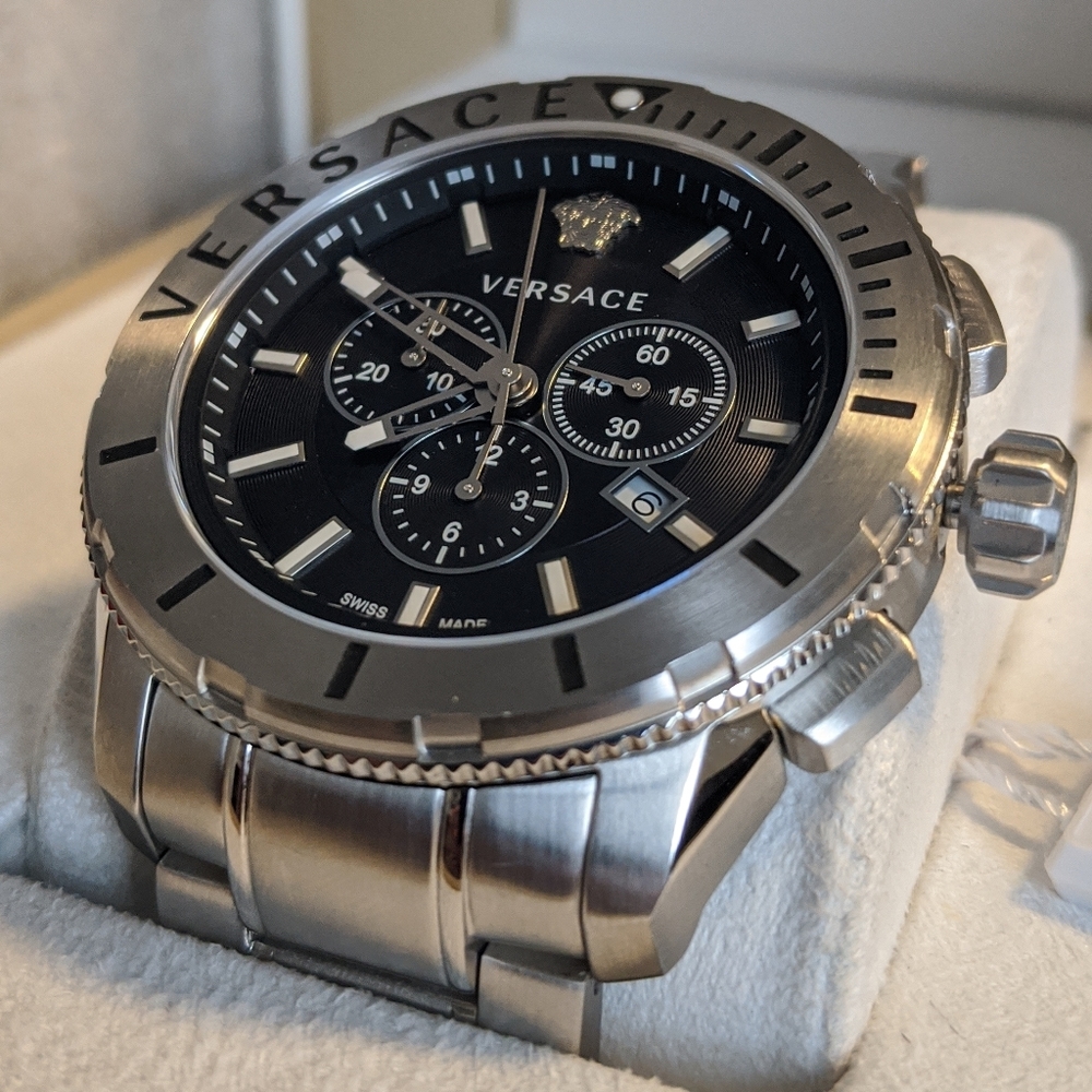 🟥SOLD🟥 Versace Chrono black Stainless Steel - Picture 1 of 7